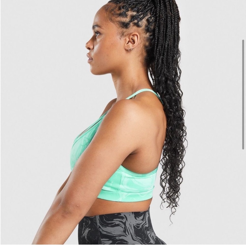 Gymshark Bright Turquoise Print Power Sports Bra - Picture 6 of 10